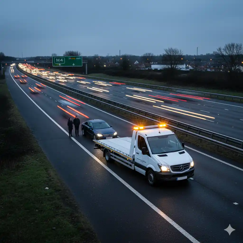 Breakdown recovery vehicle on the road
